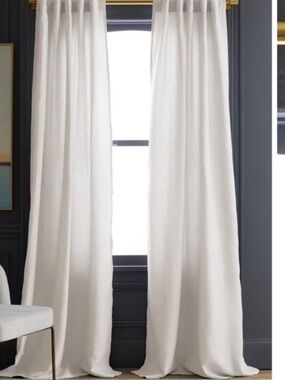 NWT QUINCE Set Of 2 48x84 European Linen Curtains Cream 6197